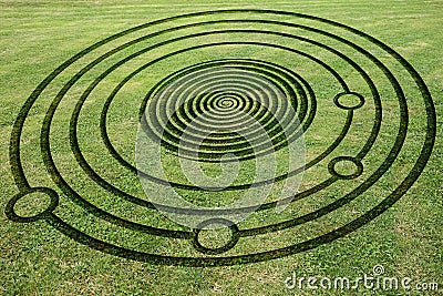 Fake Crop Circle in the Meadow Stock Photo