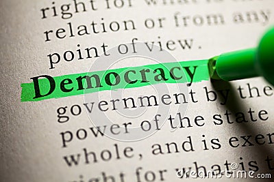 Definition of the word Democracy Stock Photo