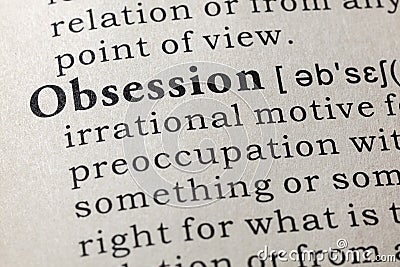 Dictionary definition of the word obsession Stock Photo