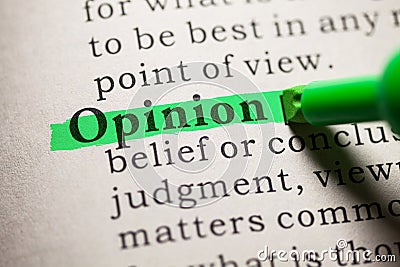 Definition of the word opinion Stock Photo