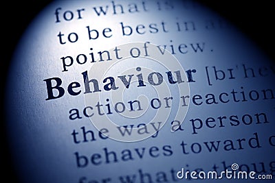 Definition of the word behaviour Stock Photo