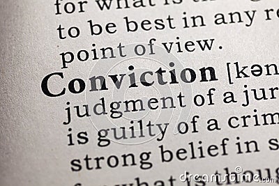 Definition of the word conviction Stock Photo
