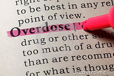 Definition of overdose Stock Photo