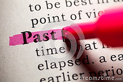 Definition of the word past Stock Photo