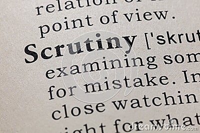 Definition of scrutiny Stock Photo