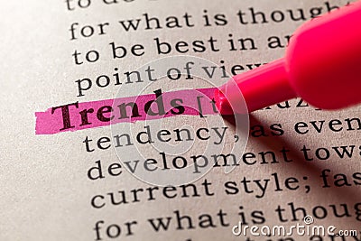 Definition of the word trends Stock Photo