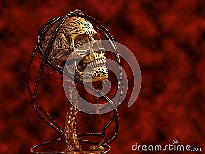 Fake halloween skull with blood. Stock Photo