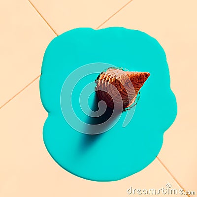 Fake ice cream on the floor. minimal Style Stock Photo