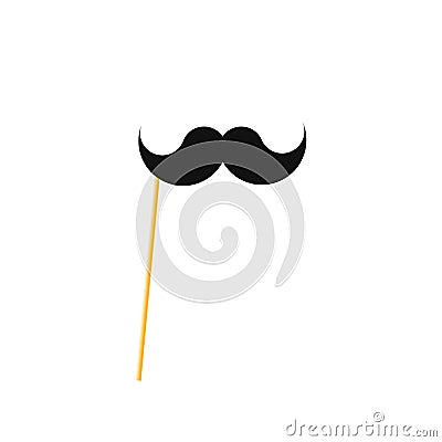 Fake mustache on a stick. Paper moustache on a straw. Vector Illustration