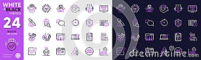 Fake news, Checkbox and Survey results line icons for website, printing. For design. Vector Vector Illustration