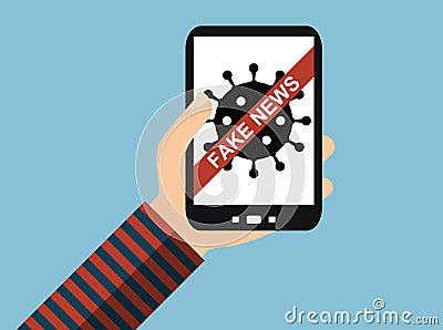 Fake News about the Coronavirus on Smartphone Stock Photo