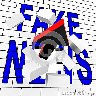 Fake News Icon Wall Means Misinformation Or Disinformation - 3d Illustration Stock Photo