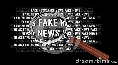 Fake news information through magnifying glass 3D rendering Stock Photo