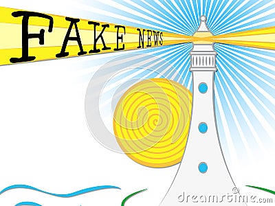 Fake News Lighthouse Light Beam 3d Illustration Stock Photo