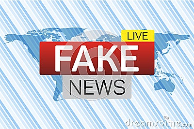 Fake news live banner on worldmap Vector Illustration