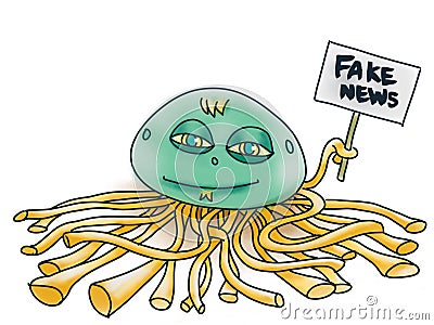 Fake News Spaghetti Monster Cartoon Illustration Stock Photo