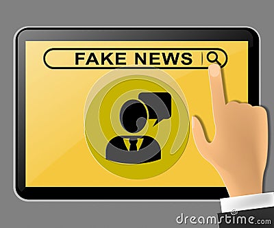 Fake News Tablet Computer Message Being Pushed 3d Illustration Stock Photo