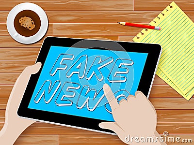 Fake News Tablet Shows Distorted Facts 3d Illustration Stock Photo