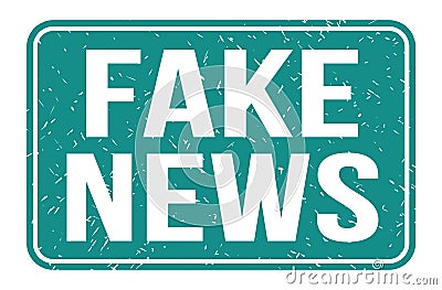 FAKE NEWS, words on blue rectangle stamp sign Stock Photo