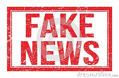 FAKE NEWS, words on red rectangle stamp sign Stock Photo