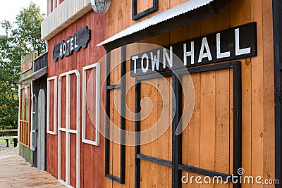 Fake Old-time Western Building Fronts (Movie Set) Stock Photo