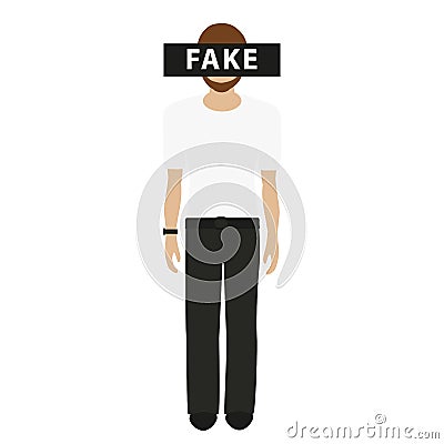 Fake person man character on white background Vector Illustration