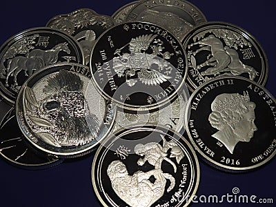 Fake silver coins Editorial Stock Photo