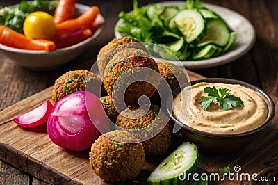 Falafel and Hummus Dish Ai Generated Stock Photo