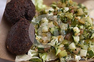 Falafel and israeli salad Stock Photo