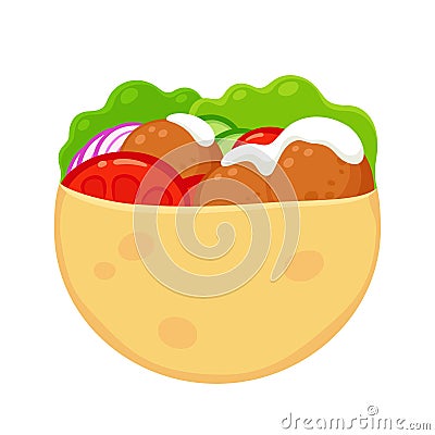 Falafel in pita Vector Illustration