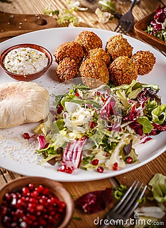 Falafel vegetarian platter Stock Photo