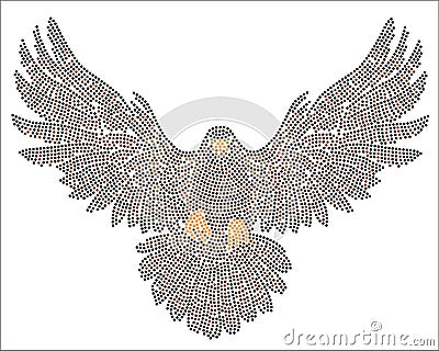 a falcon in flight, a pattern made of rhinestones Vector Illustration