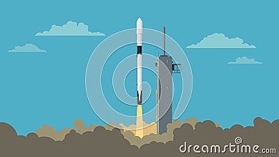 Falcon 9 rocket with a cargo fairing Vector Illustration