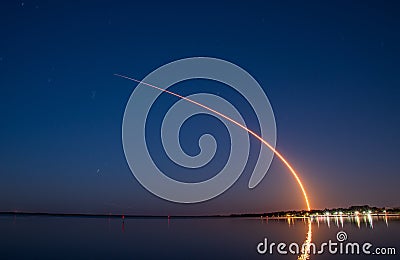 Falcon 9 rocket launch in Florida. Editorial Stock Photo