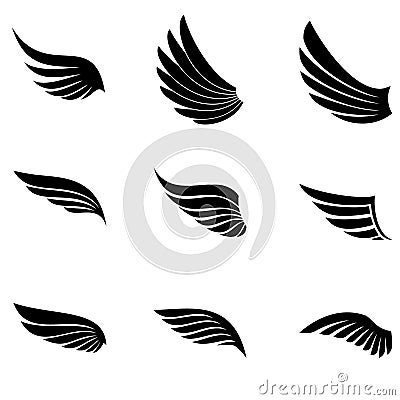 Falcon wing icon vector set. angel illustration sign collection. air symbols. bird logo. Vector Illustration