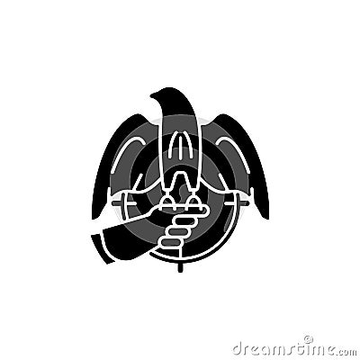 Falconry hunting black glyph icon Vector Illustration