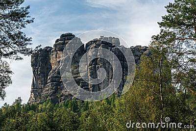 Falkenstein at the Saxon Switzerland, Elb Sandstone Mountains Stock Photo