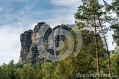 Falkenstein at the Saxon Switzerland, Elb Sandstone Mountains Stock Photo