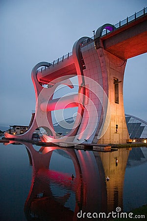 Falkirk Wheel At Night Stock Photo