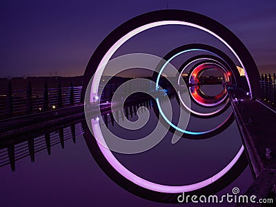 The Falkirk wheel at Night Stock Photo