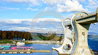 Falkirk Wheel. Unique boat lift. Stock Photo