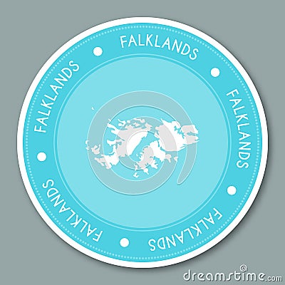 Falkland Islands Malvinas label flat sticker. Vector Illustration