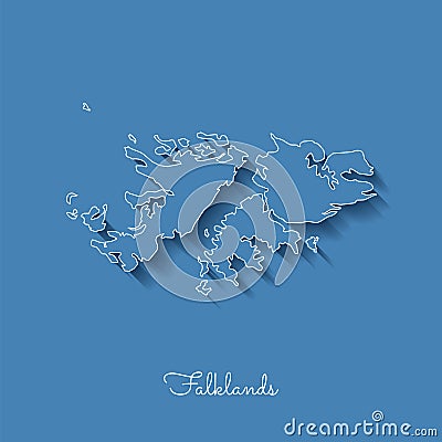 Falklands region map: blue with white outline and. Vector Illustration
