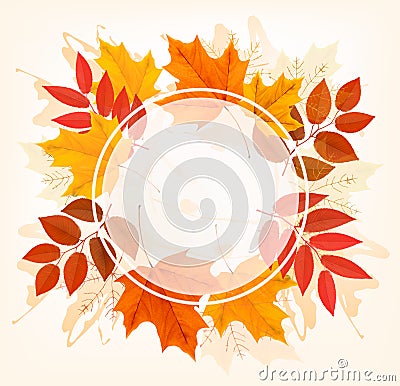 Fall Autumn Colorful Leaves Background Vector Illustration