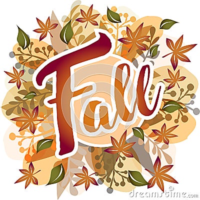 Fall - autumn leaves round banner Vector Illustration