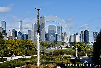 Fall Chicago Skyline Editorial Stock Photo