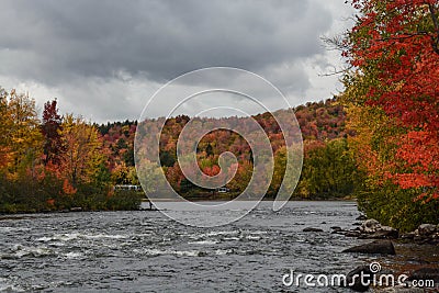 Fall Color on the Androscoggin River Stock Photo