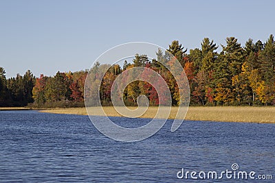 Fall Colors on Wisconsin River Stock Photo