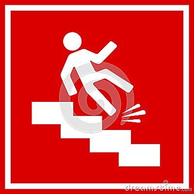 Fall danger, slippery stairs Vector Illustration