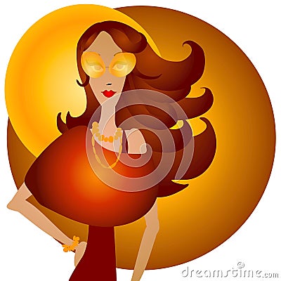 Fall Fashion Caucasian Woman Cartoon Illustration